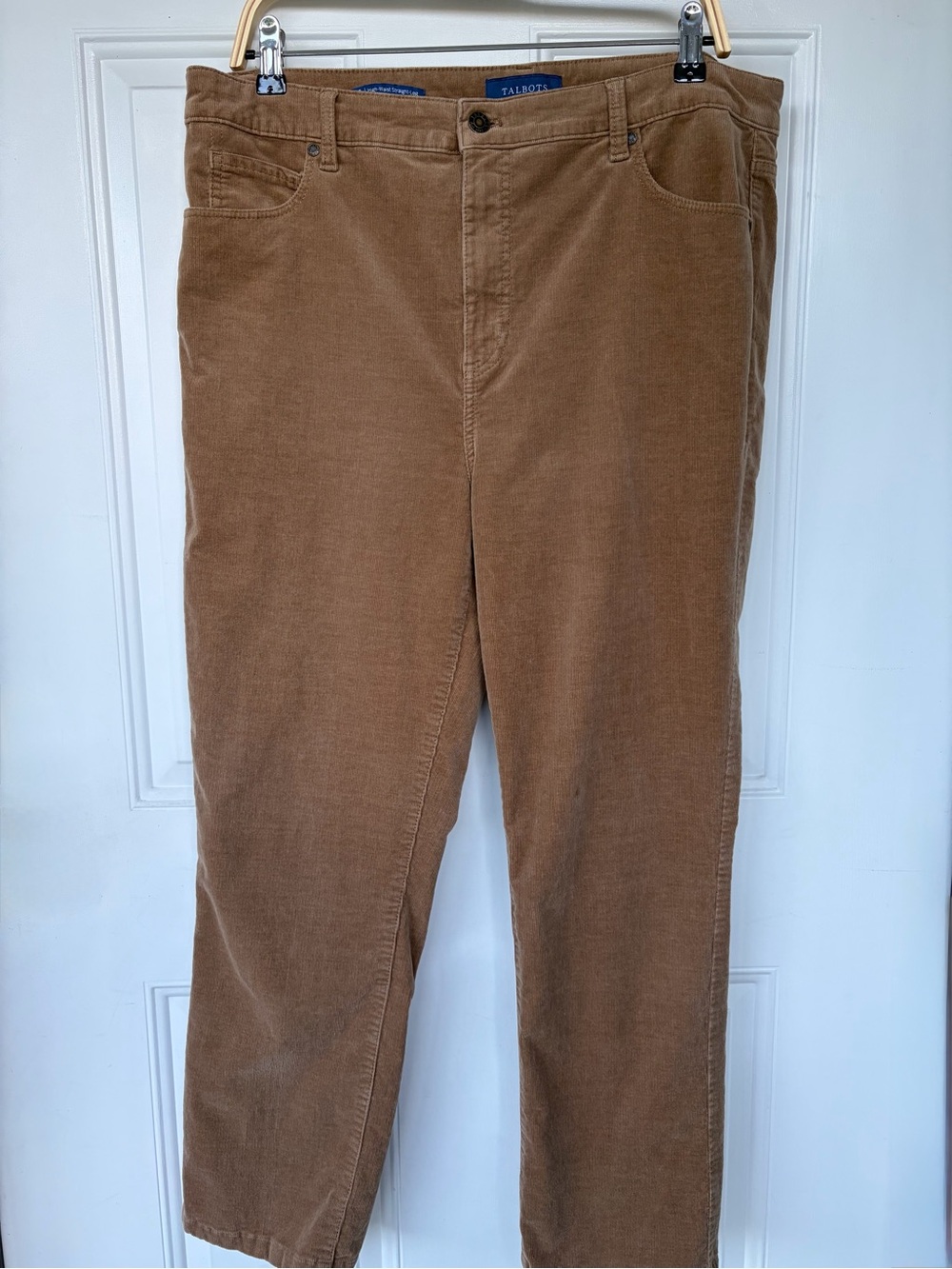 •Talbots• Tan Corduroy High Waist Straight Leg Pants - Size 16
